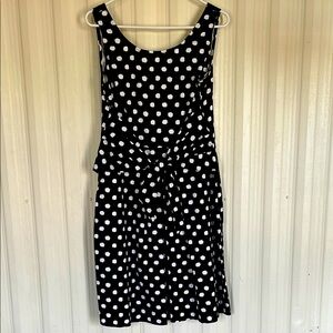 AMERICAN LIVING Black and White Scoop Neck Polka Dot Sleeveless Dress Womens 6